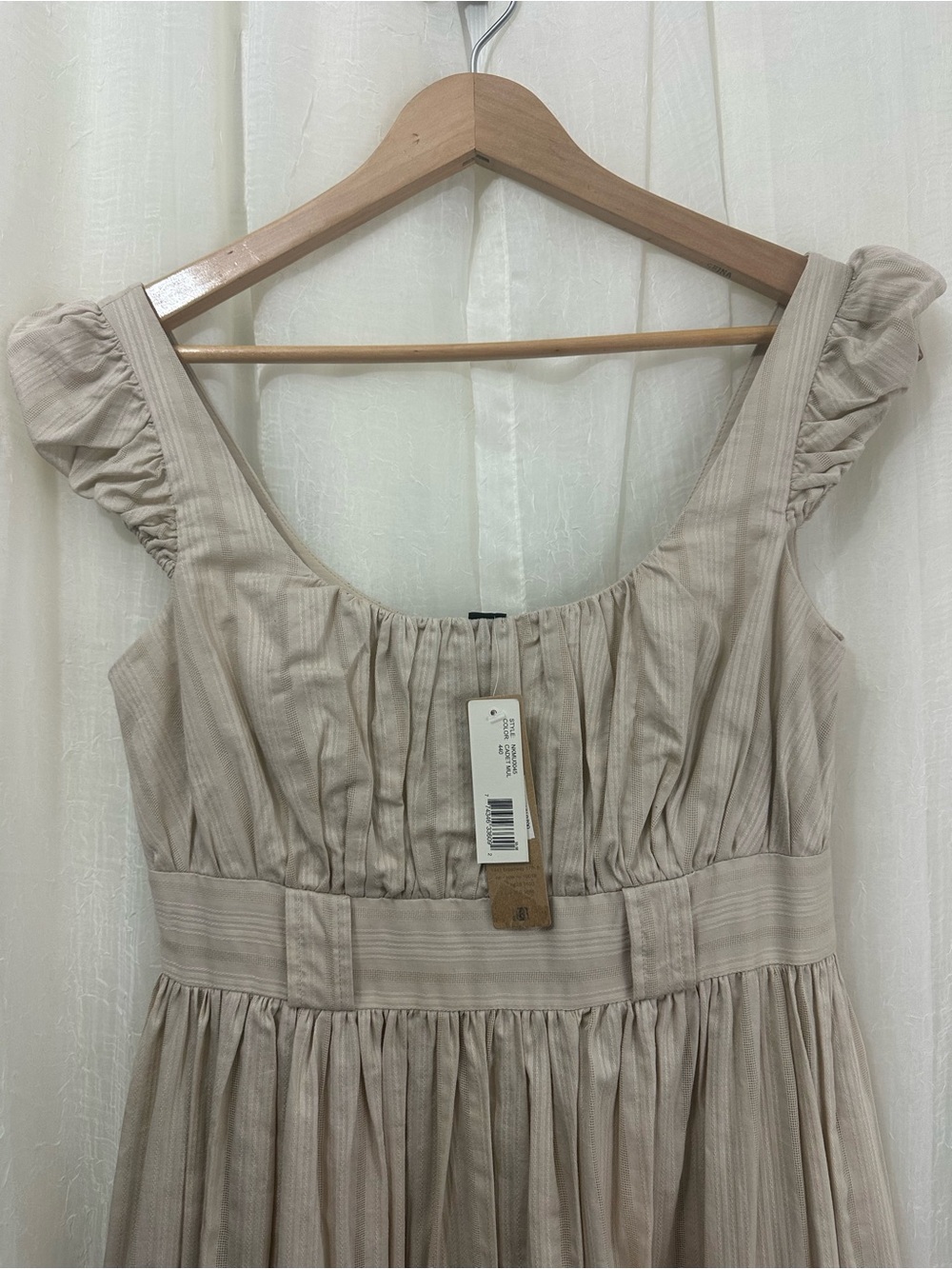 Coquette NWT Shelli Segal Beige Cotton Fit & Flare Midi Regency Era Dress